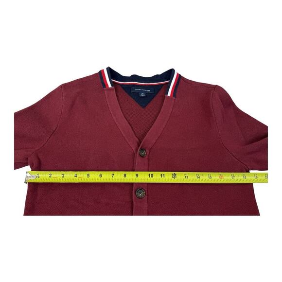 Tommy Hilfiger Men's Red Cardigan Sweater Size S Classic Nautical V Neck Preppy - Picture 9 of 12